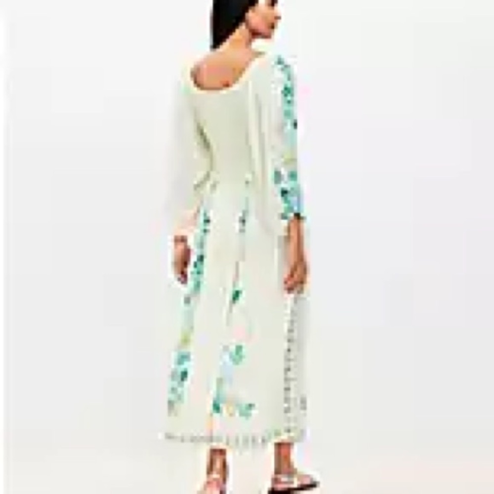 LOFT Floral Maxi Dress with Green Accents
